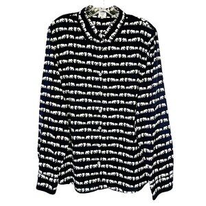 🐘 Crown & Ivy Elephant Print Button Down Shirt - Navy & White Cotton - Size 1X